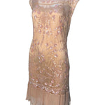 John Galliano 2000's Does '20s Blush Pink Deco Sequin Flapper Dress SIDE 2/7