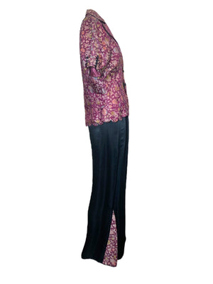 30s Chinese Inspired Purple and Black Lounging Pajamas SIDE 2 of 7