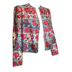 1940s Colorful  Ribbon Embroidered Floral Jacket With Sequin Trim, slight side