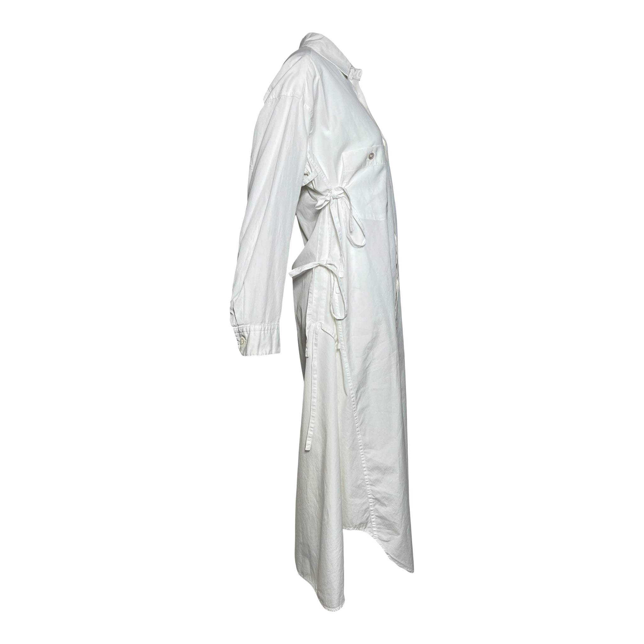 Issey Miyake 1990s Archival White Shirt Tie Dress, side