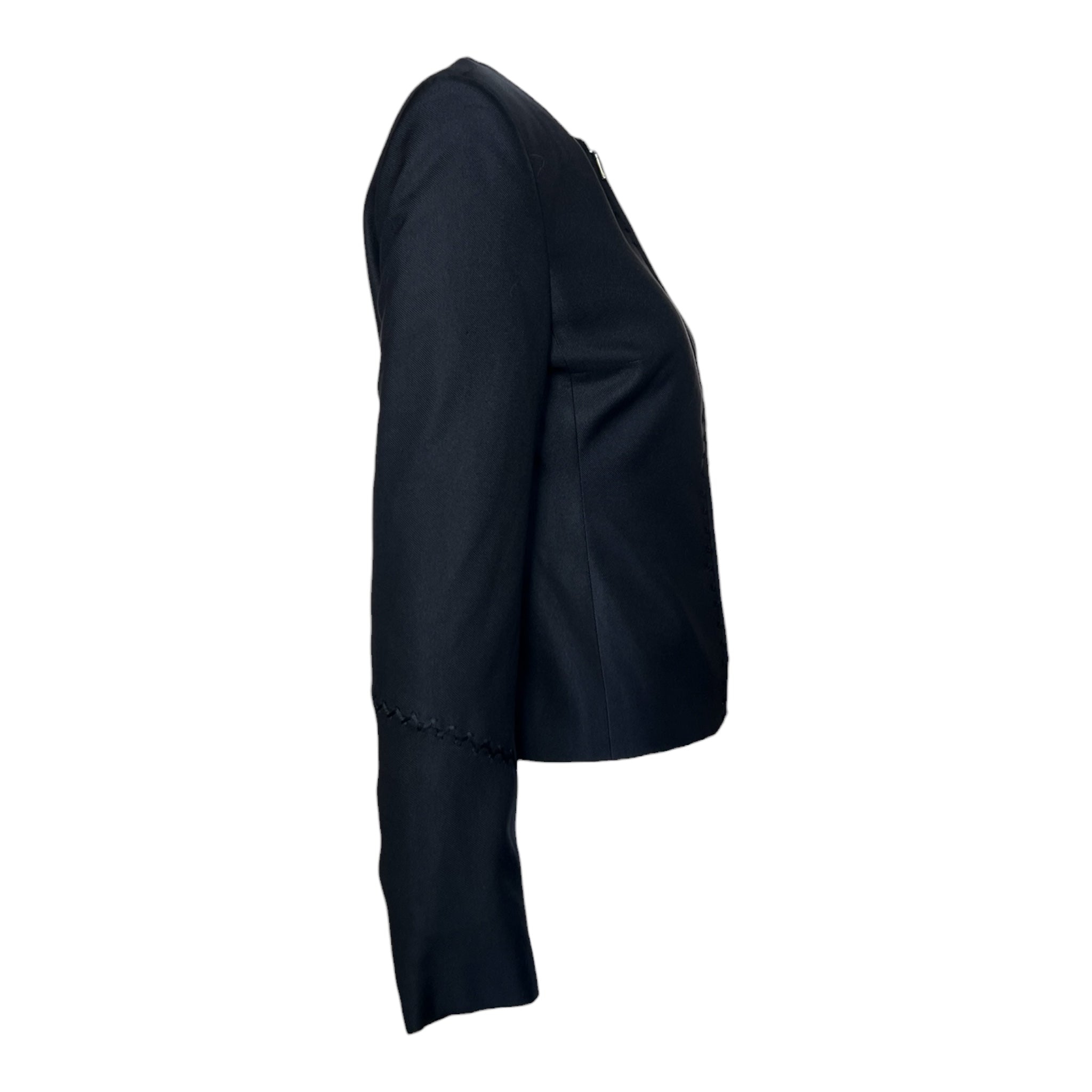 Gianni Versace Couture Late 90s/Y2K Black Zip-Front Silk Jacket, side