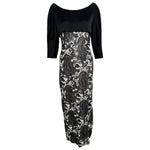 Guy Laroche Haute Couture 1960's Black and White Empire Waist Heavily Beaded Gown
