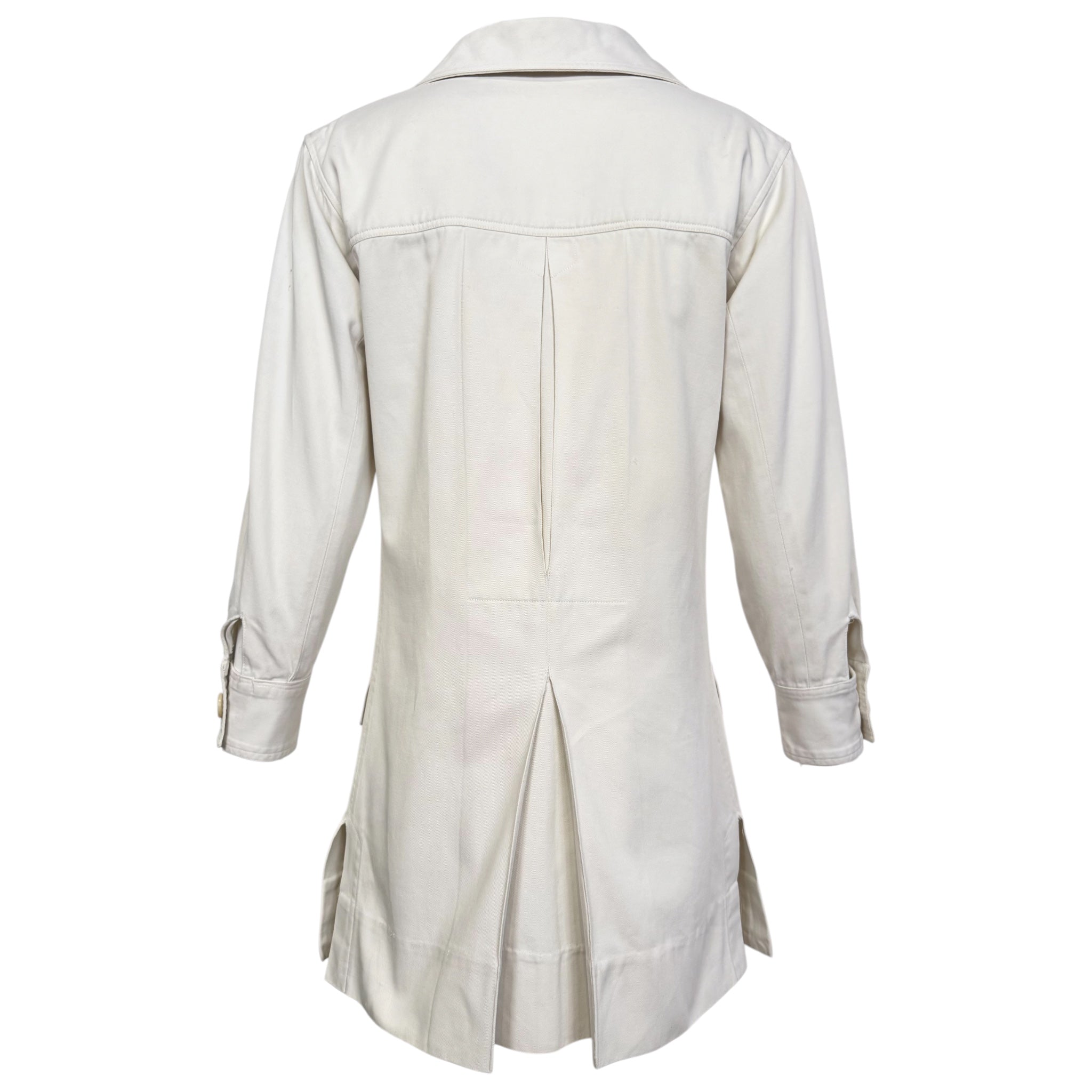 Yves Saint Laurent  1968 Saharienne Ivory Safari Mini Dress, Original and Rare, back