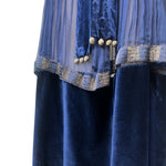 1910's French Couture Midnight Blue Silk Chiffon Long Sleeve Gown tier detail