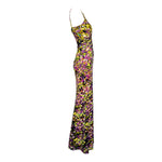 Roberto Cavalli 2008 Neon Floral Jersey Maxi Dress, side