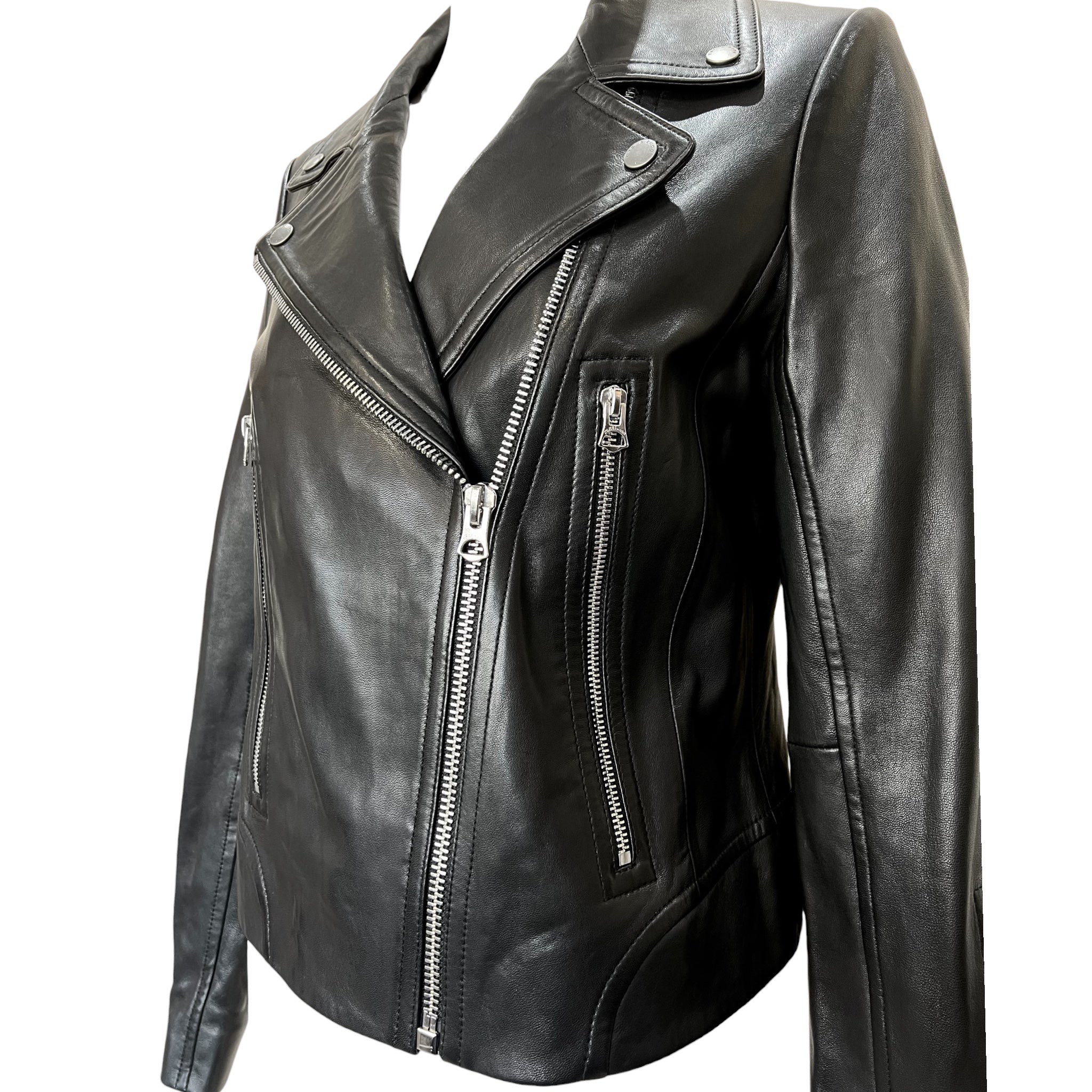 Rag & Bone Black Lambskin Leather Moto Jacket, side