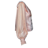 Galanos Early 1980's Pink Silk Three Piece Skirt Suit Evening Ensemble, blouse side