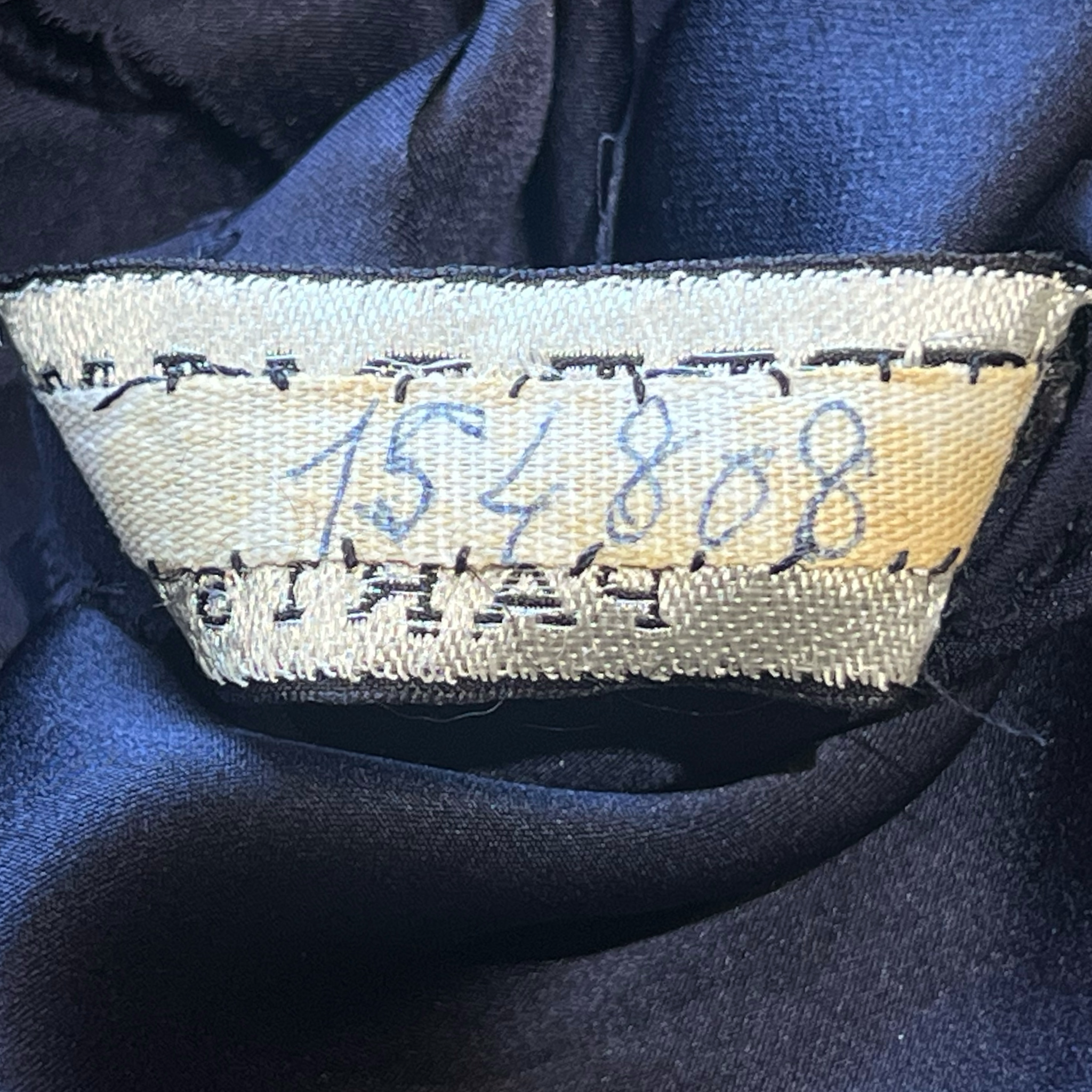 Pierre Balmain Haute Couture Early 1960's Navy Blue Wool Pleated Day Dress, couture tape