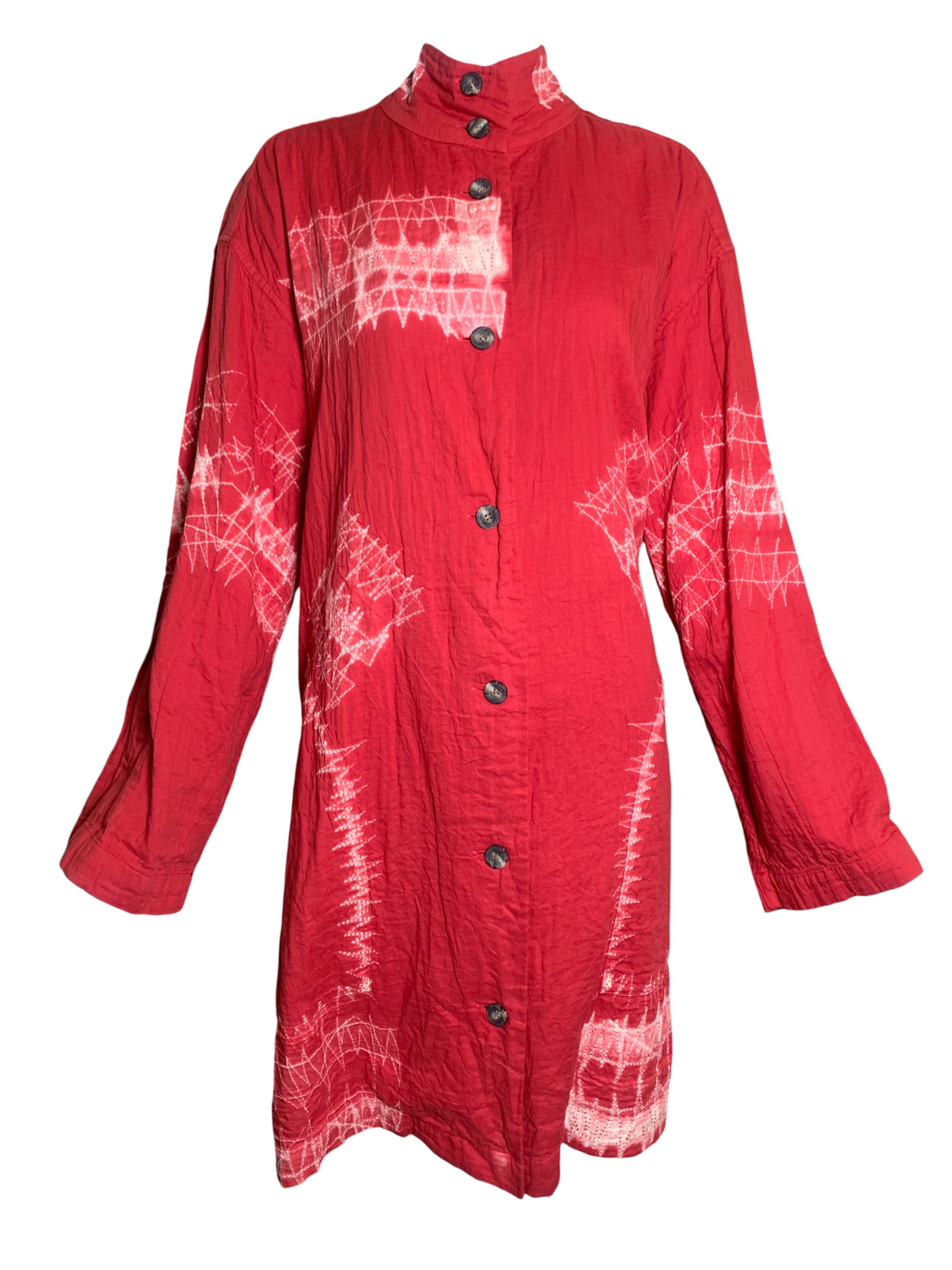 Issey Miyake Red Ori Nui Shibori Tie Dye Cotton Jacket FRONT 1/7