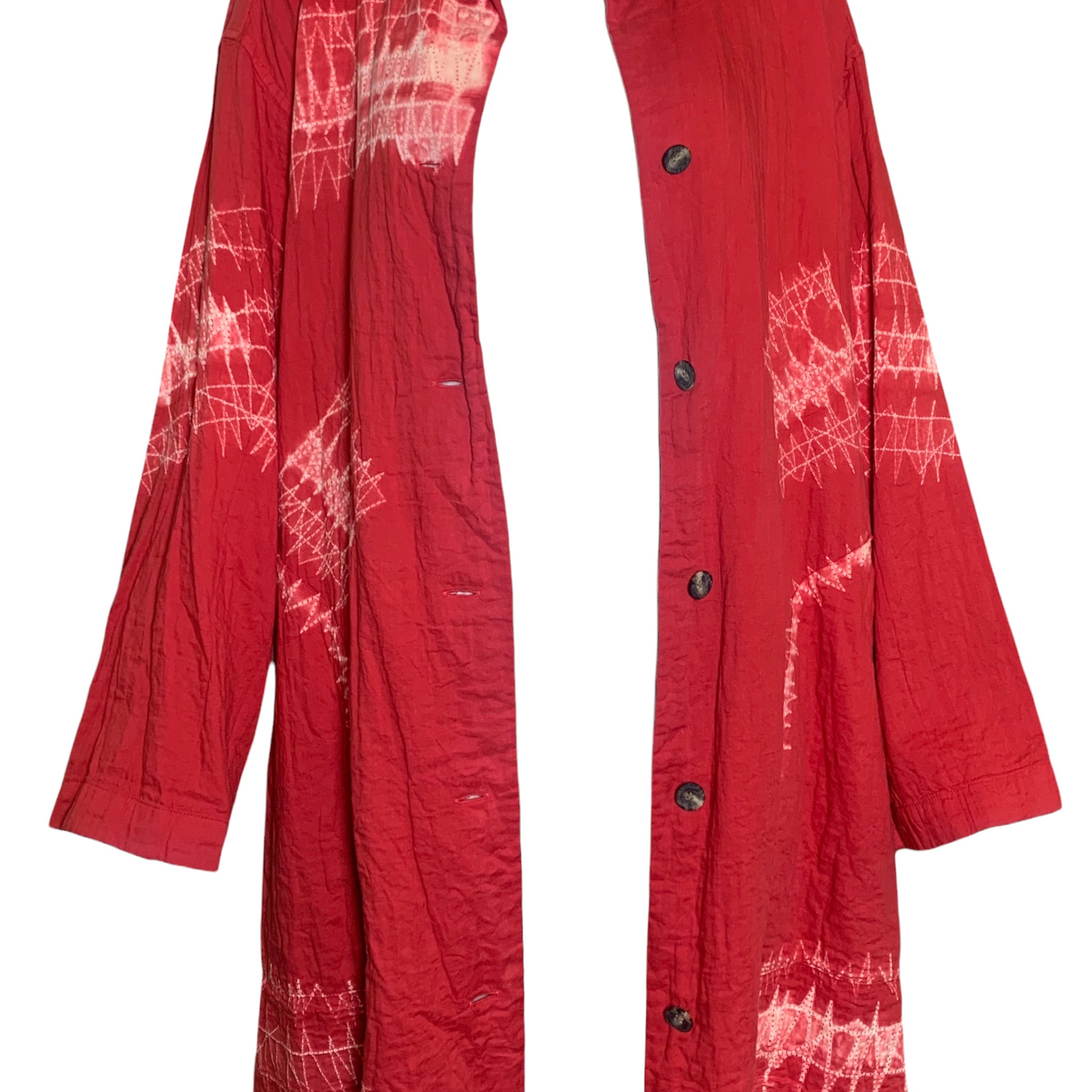 Issey Miyake Red Ori Nui Shibori Tie Dye Cotton Jacket FRONT OPEN 2/7