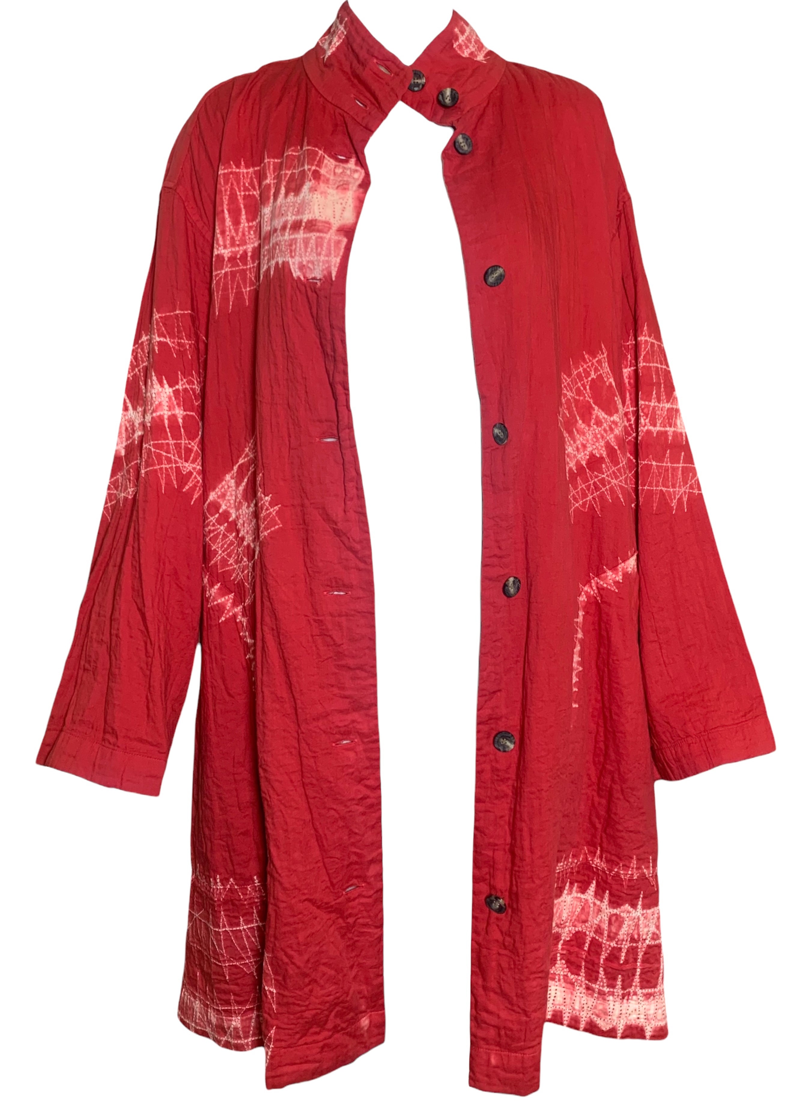 Issey Miyake Red Ori Nui Shibori Tie Dye Cotton Jacket FRONT OPEN 2/7