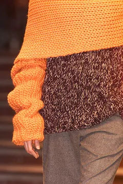 Yohji Yamamoto F/W 2002 Oversized Wraparound Orange Scarf With Sleeves, sleeve and bottom detail
