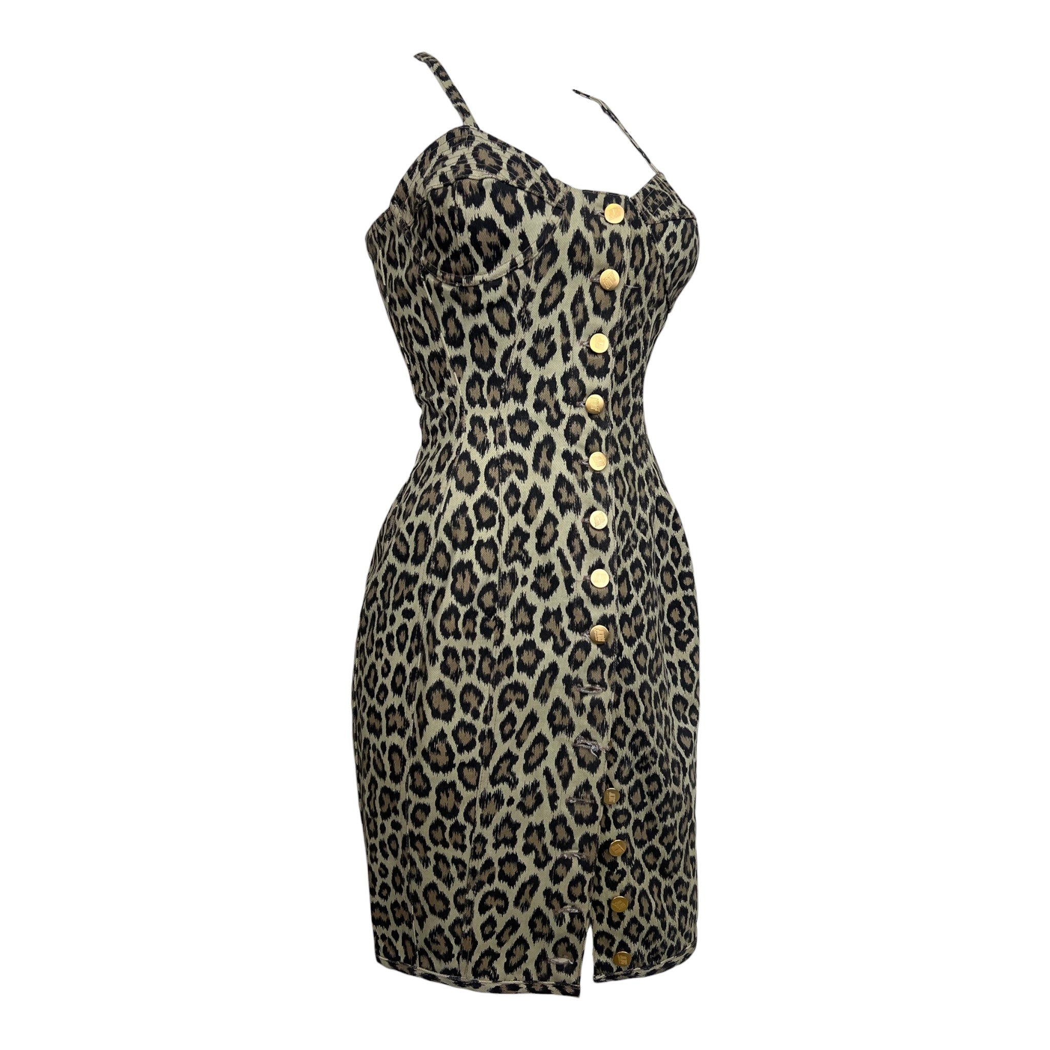 Jean Paul Gaultier S/S 1989 Leopard Print Denim Dress, side view