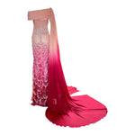 Tony Ward 2025 Blush to Rose Ombre Sequin Gown with stole, back
