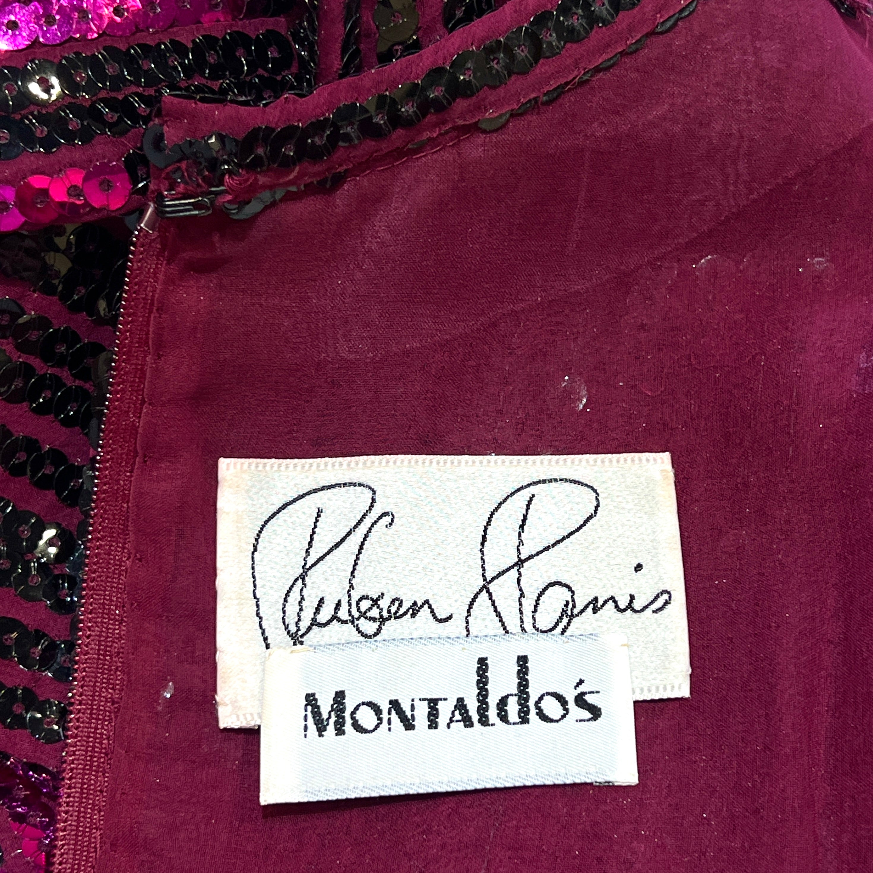 Ruben Panis 1970's Ombre Sequin Column Dress With Scarf, label