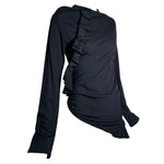 Comme des Garcons F/W 2002 Black Wool Jersey Frill Top, slight side