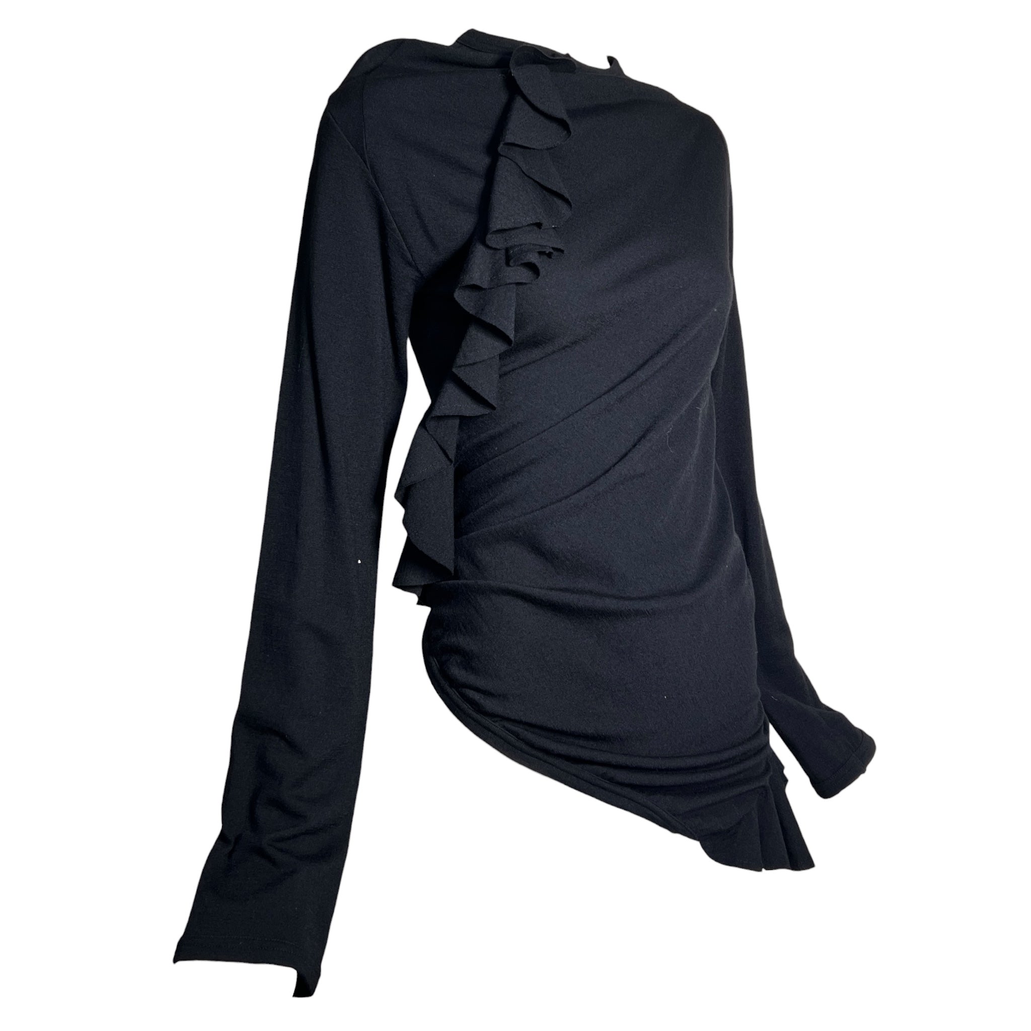 Comme des Garcons F/W 2002 Black Wool Jersey Frill Top, slight side
