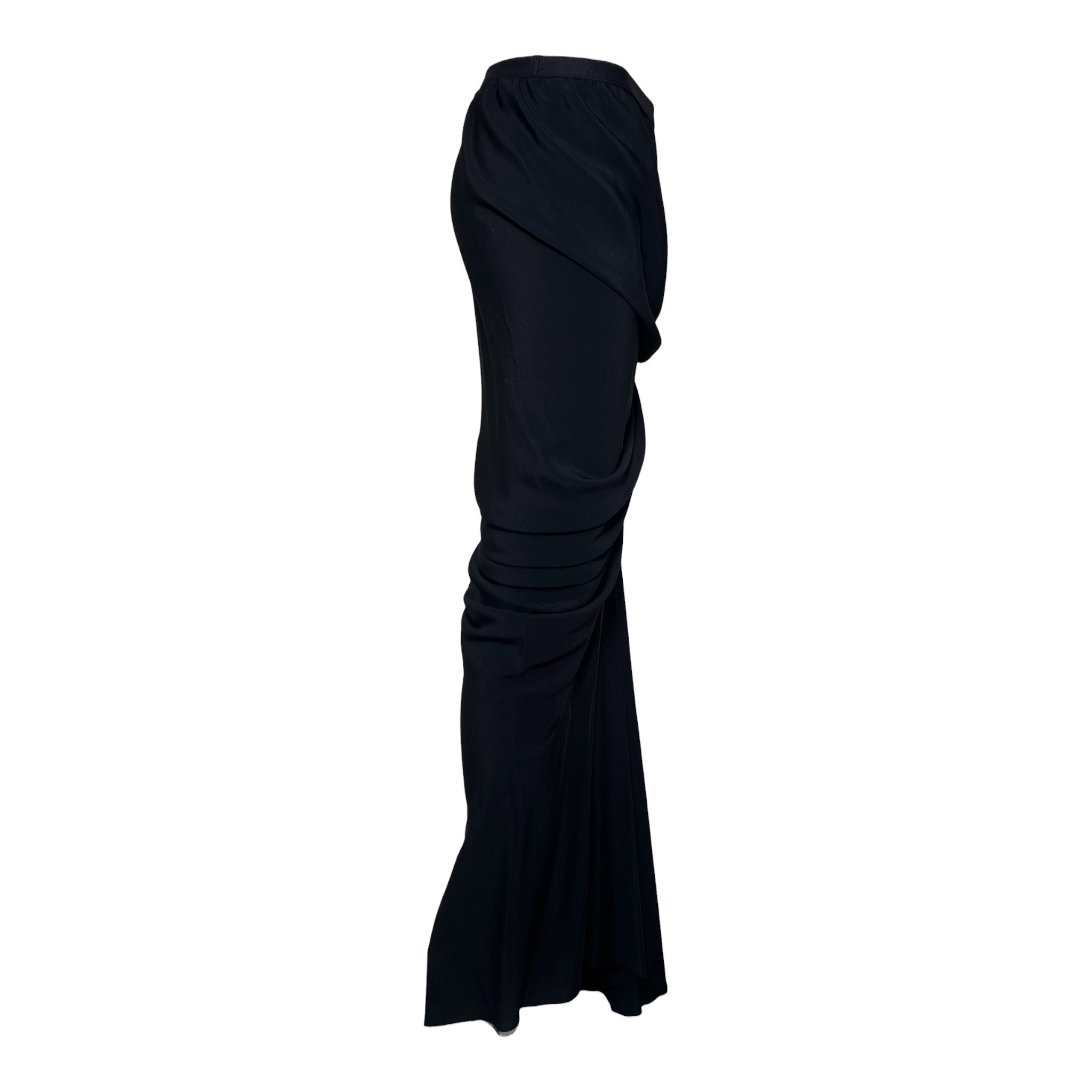 Rick Owens S/S 2020 Tecuatl Collection Black Draped Maxi Skirt, side 2