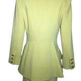  Christian Lacroix Avocado Green Double Breasted Skirt Suit Ensemble, NWT BACK 3/8