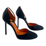 Walter de Silva Black Satin Ankle Strap D'Orsay Stiletto Heels, 41, slight side