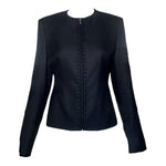 Gianni Versace Couture Late 90s/Y2K Black Zip-Front Silk Jacket