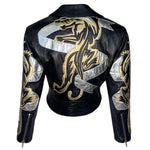 Michael Hoban North Beach Leather Fall 1991 Motorcycle Jacket with Silver and Gold Panther, back