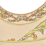 Emilio Pucci 1970's Pale Peach Pastel Printed Silk Jersey Mini Dress, neck