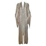 Late 1970's Gold Champagne Lamé Jacquard Caftan Gown and Scarf, shawl 