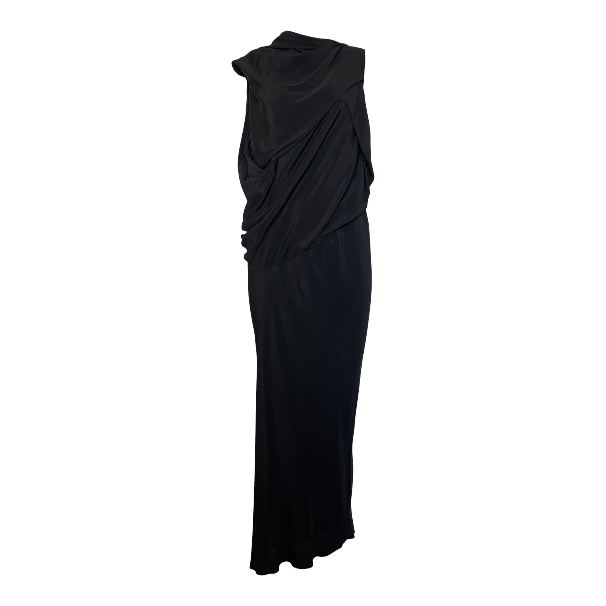 Rick Owens F/W 2019 "Larry" Black Crepe Draped Bias Dress