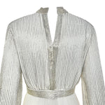 Victoria Royal 1970s White Beaded Fit and Flare Dress, back bodice