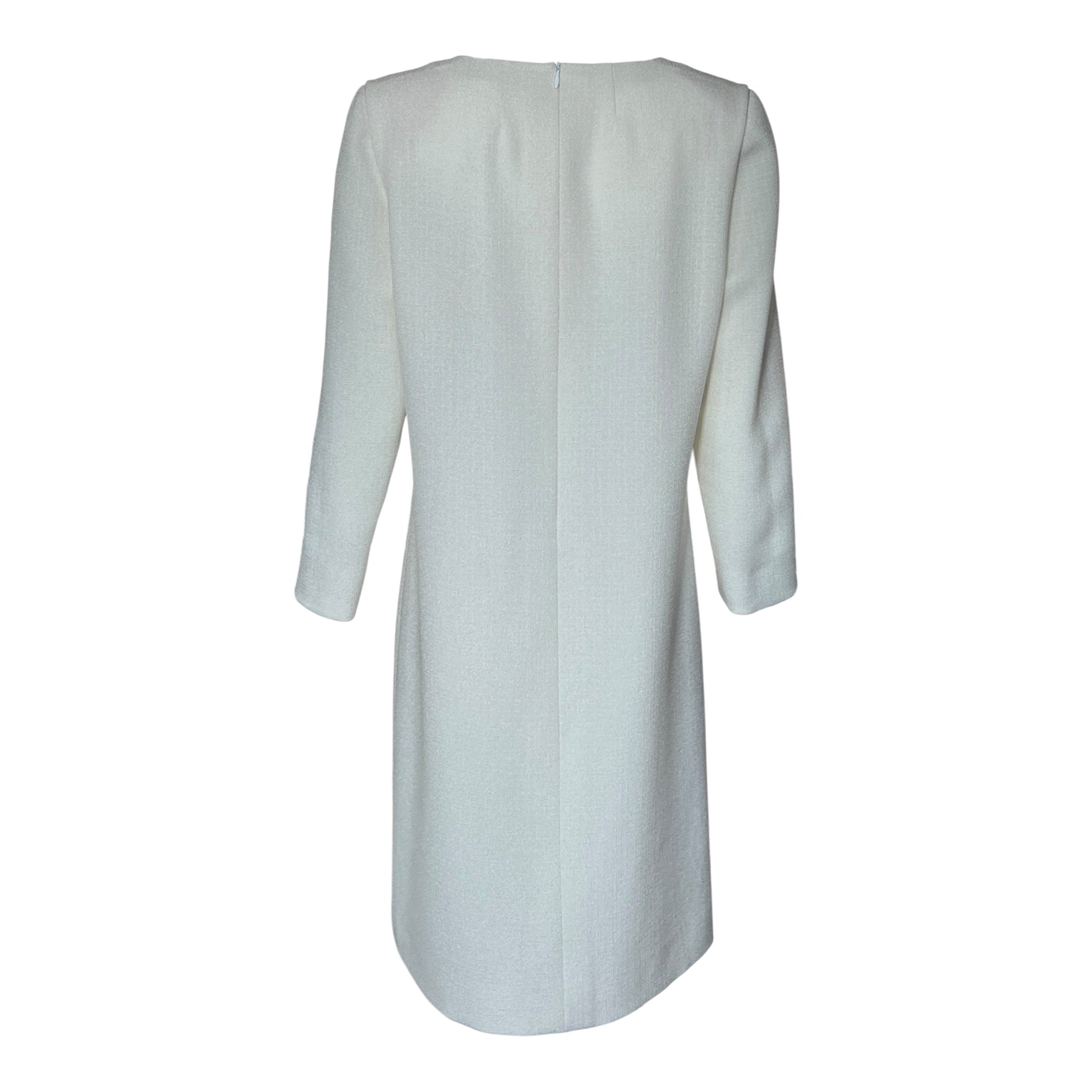 1980s Pierre Cardin Haute Couture White Mod Butterfly Shift Dress, back