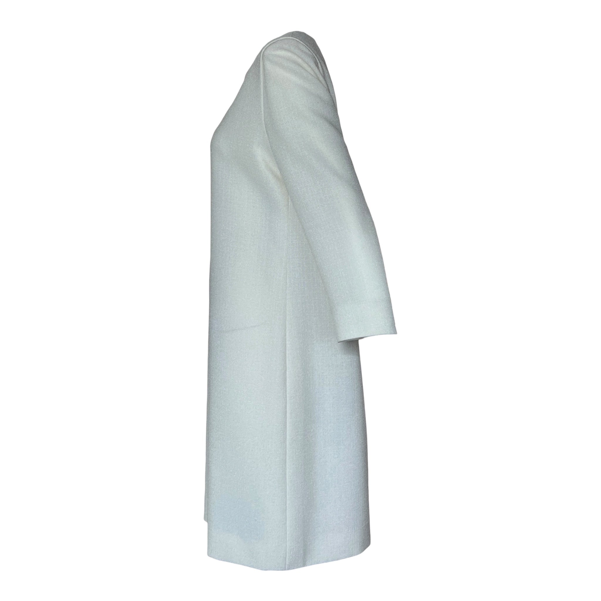 1980s Pierre Cardin Haute Couture White Mod Butterfly Shift Dress, side