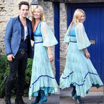 Kate Moss wearing her mother's vintage Thea Porter dress as her “something borrowed and blue” at her wedding rehearsal