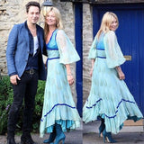 Kate Moss wearing her mother's vintage Thea Porter dress as her “something borrowed and blue” at her wedding rehearsal