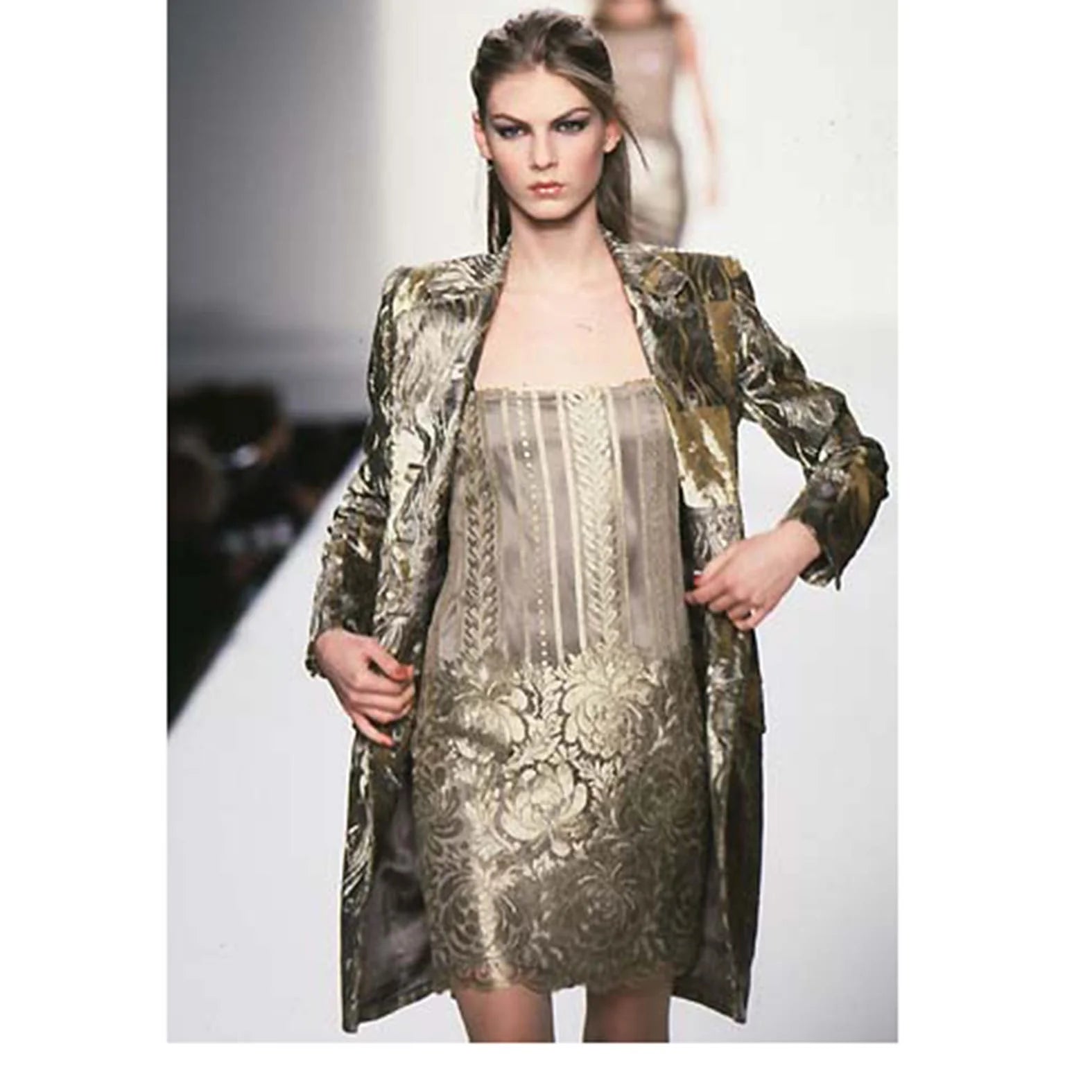 Bill Blass F/W 1997 Velvet Hand Silk Screened Coat, runway