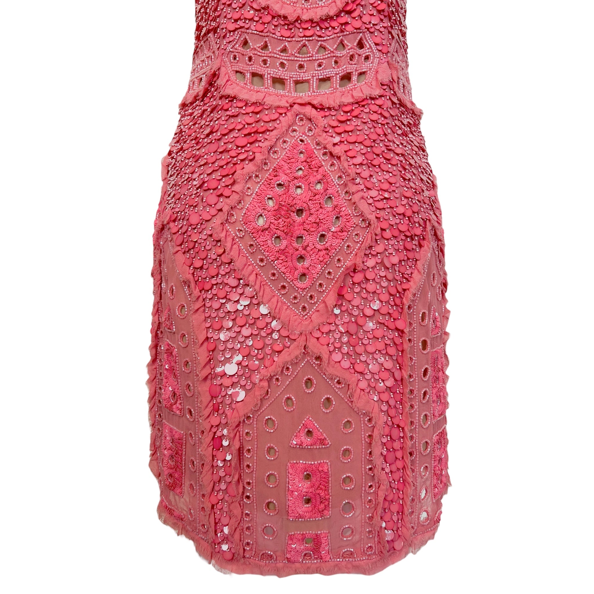 Emilio Pucci Resort 2012 Pink Sequin Beaded Mini Dress, NWT Back skirt 