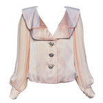 Galanos Early 1980's Pink Silk Three Piece Skirt Suit Evening Ensemble, blouse