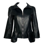 Fendi 2000's Black Leather Jacket with Patch Pockets