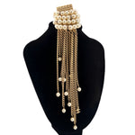 Chanel S/S 2001 Gold Dangling Chain Brooch with Pearls