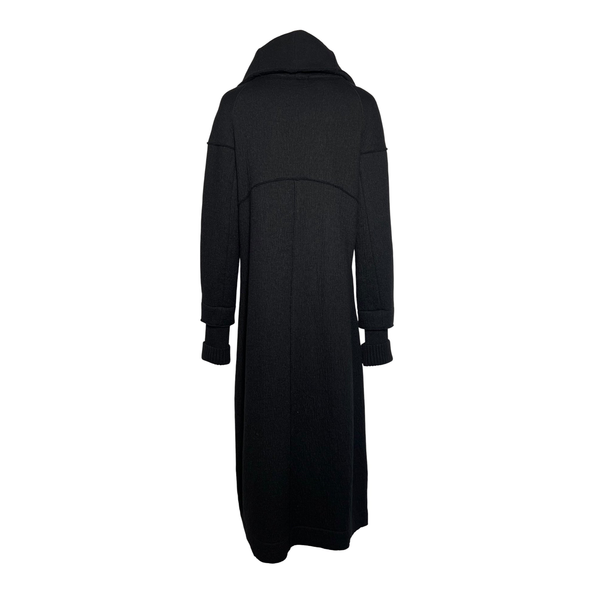 Transit Charcoal Wool Coat With Knit Sweater Sleeves, back