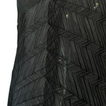 Issey Miyake 90's/Y2K  Black Sheer Herringbone Diagonal Pleated Tunic Dress, close up