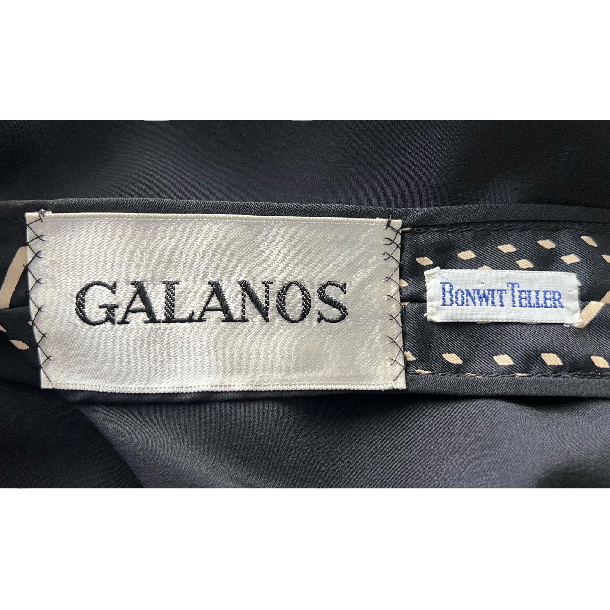 Galanos S/S 1973 Couture Deco Printed Silk Twill Skirt Suit, label