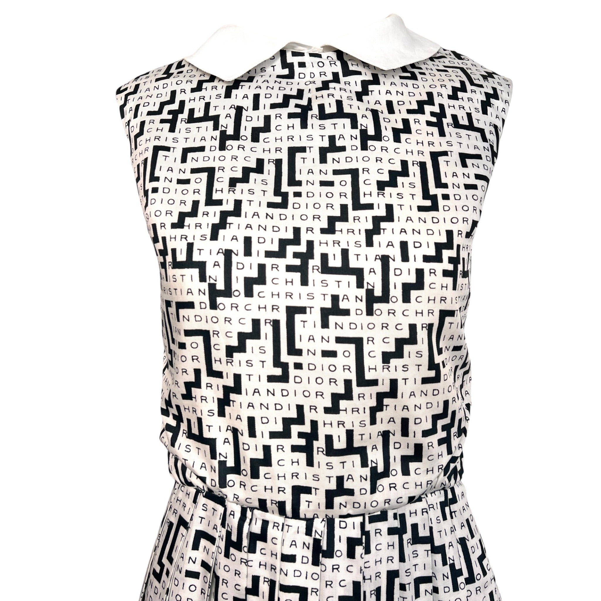 Christian Dior-New York Early 1960's Typographically Branded Silk Dress, top