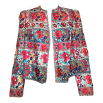 1940s Colorful  Ribbon Embroidered Floral Jacket With Sequin Trim