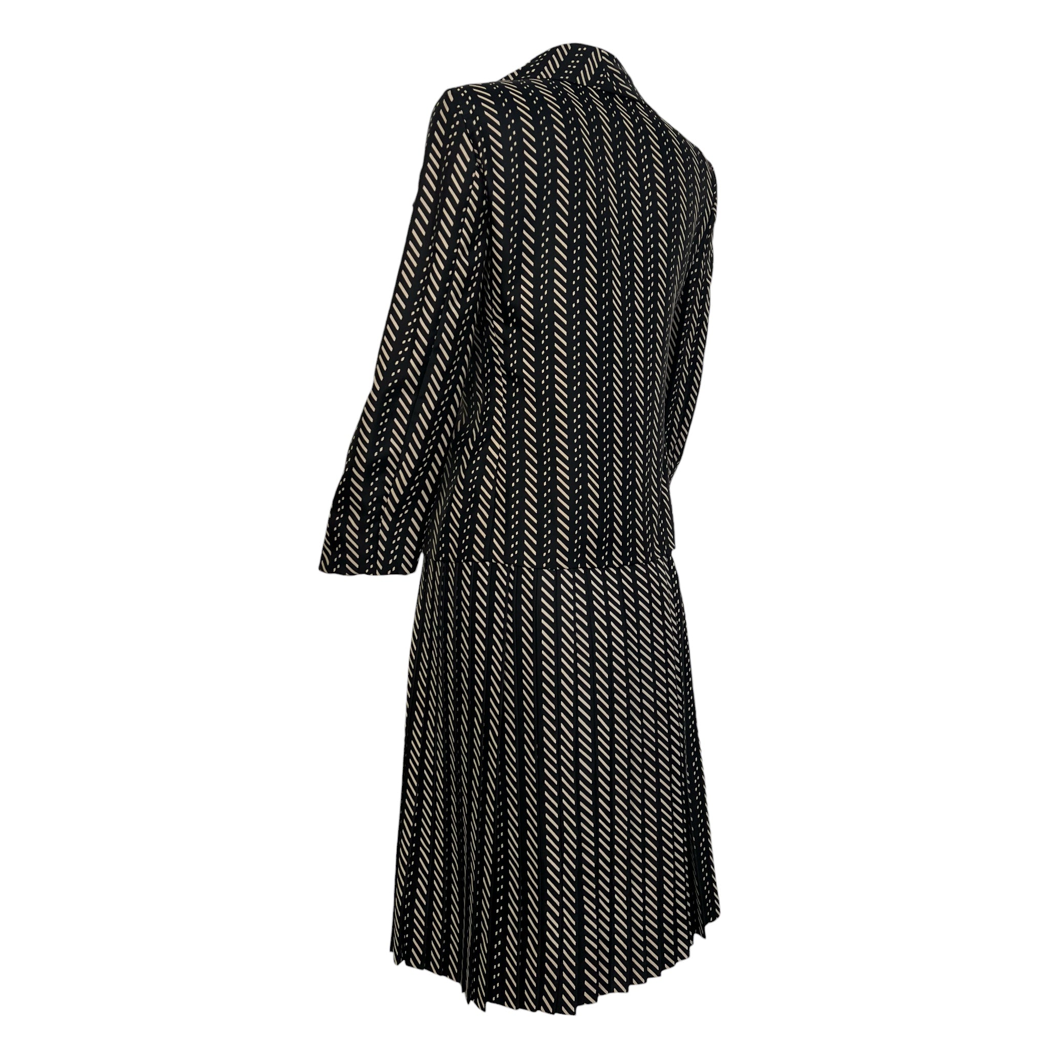 Galanos S/S 1973 Couture Deco Printed Silk Twill Skirt Suit, slight side back