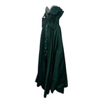 Balestra Roma Couture 1980's Emerald Green Satin and Rhinestone Strapless Gown, side