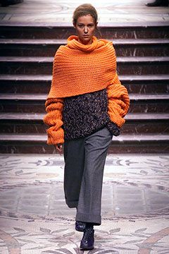 Yohji Yamamoto F/W 2002 Oversized Wraparound Orange Scarf With Sleeves, runway
