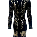 Vivienne Westwood 'Portrait' F/W 1990 Black Velvet Gold Boulle Foil Midi Dress BACK PHOTO 5 OF 14