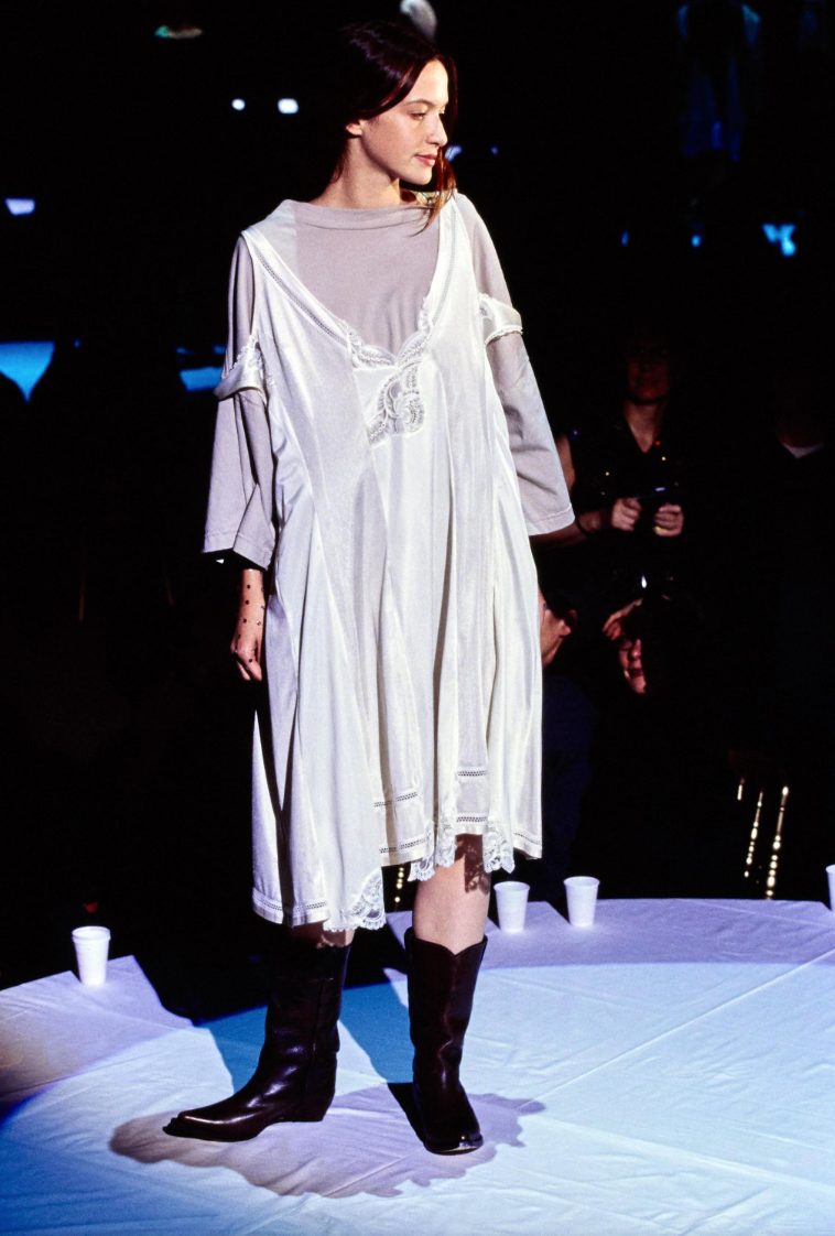  Maison Margiela Artisanal Spring 2000 Oversized Ivory Lace Slip, RARE #2 RUNWAY 6/11