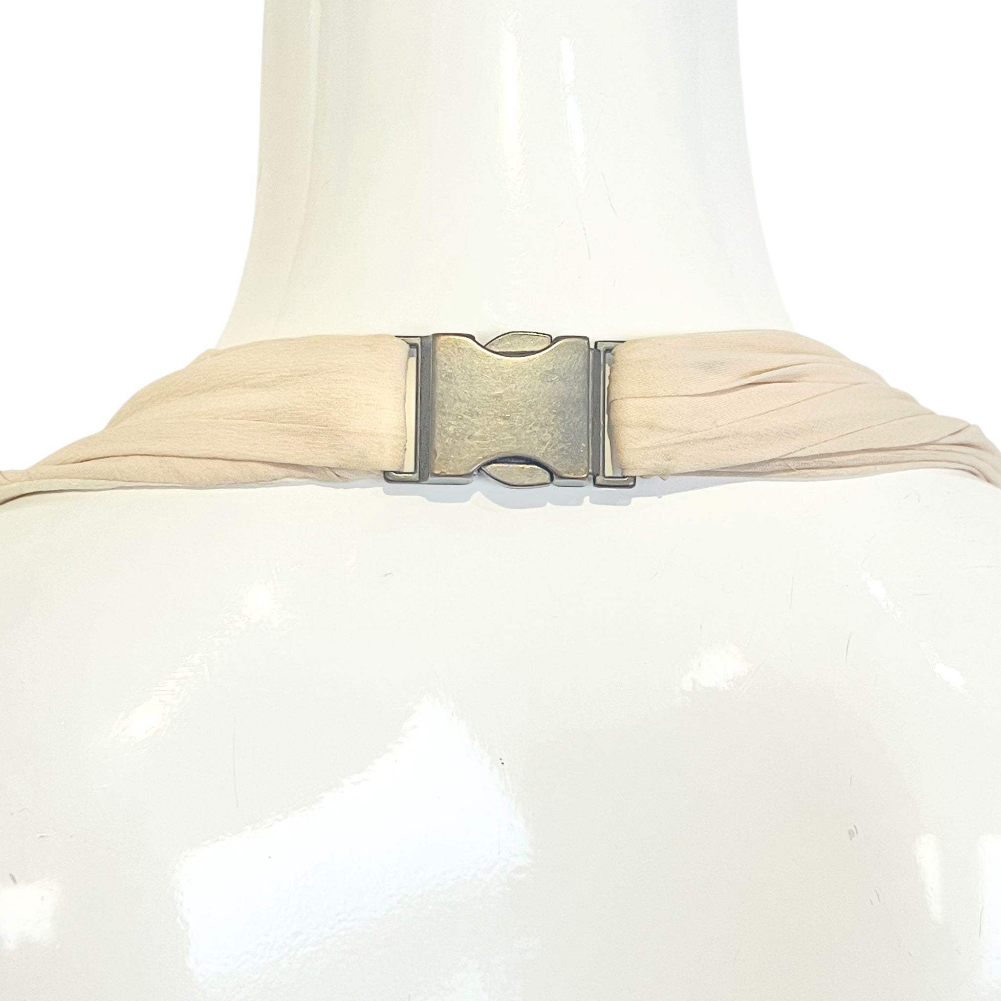 Vionnet 2010's Champagne Silk Crepe Bias Halter Gown with Partial Cape, clasp